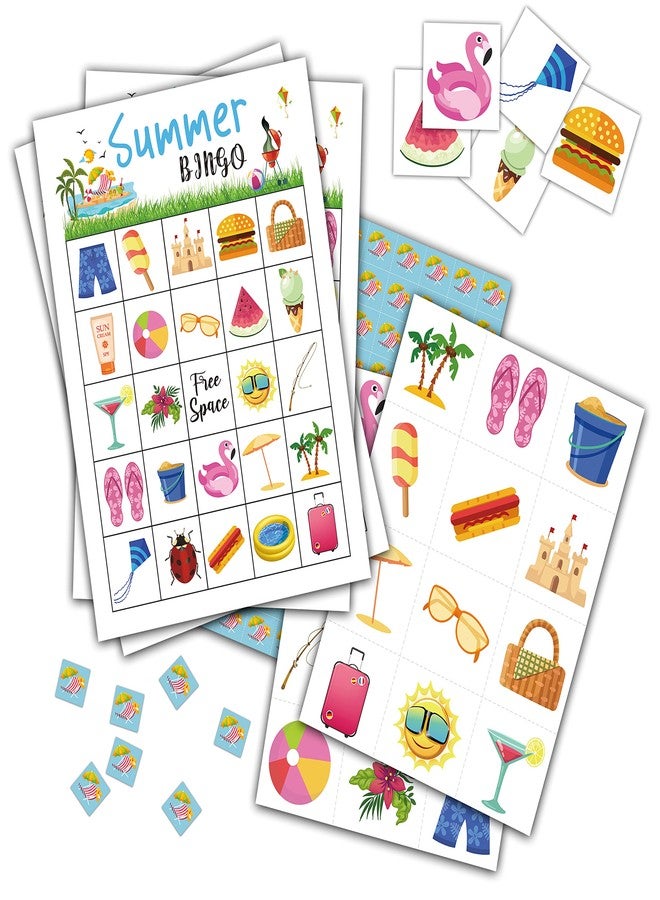 Levitatinyear Summer Bingo Game, Tropical Summer Themed Party Games with 24 Players, Hawaiian Supplies Activities, Luau Aloha Party Favors for Adults Family - Image 1